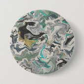 Stone Marbling with Turquoise Veins 3" Round 缶バッジ (正面)