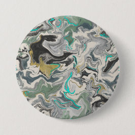 Stone Marbling with Turquoise Veins 3" Round 缶バッジ