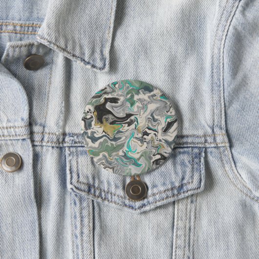 Stone Marbling with Turquoise Veins 3" Round 缶バッジ (インサイチュ)