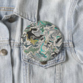 Stone Marbling with Turquoise Veins 4" Round 缶バッジ (インサイチュ)