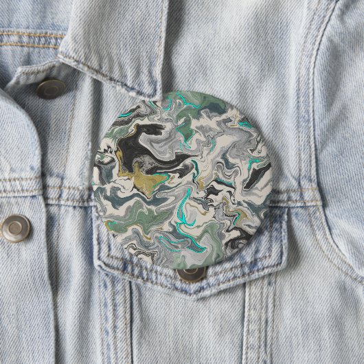 Stone Marbling with Turquoise Veins 4" Round 缶バッジ (インサイチュ)