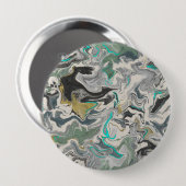 Stone Marbling with Turquoise Veins 4" Round 缶バッジ (正面&裏面)