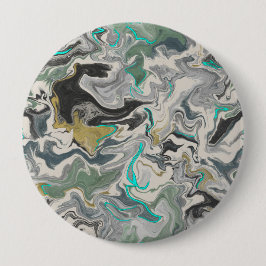Stone Marbling with Turquoise Veins 4" Round 缶バッジ