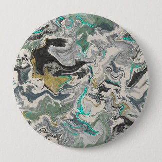 Stone Marbling with Turquoise Veins 4" Round 缶バッジ