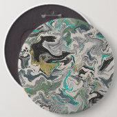 Stone Marbling with Turquoise Veins 6" Round 缶バッジ (正面&裏面)