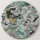 Stone Marbling with Turquoise Veins 6" Round 缶バッジ (正面)