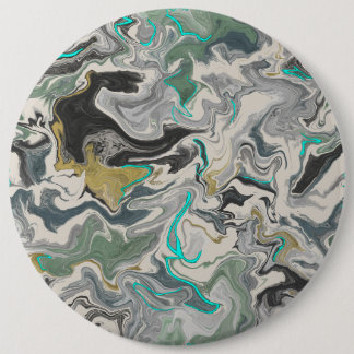 Stone Marbling with Turquoise Veins 6" Round 缶バッジ