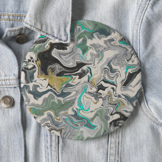 Stone Marbling with Turquoise Veins 6" Round 缶バッジ (インサイチュ)