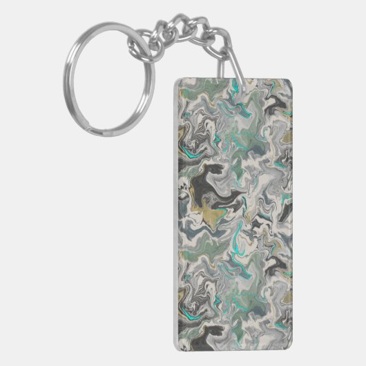 Stone Marbling with Turquoise Veins Acrylic キーホルダー (正面左)