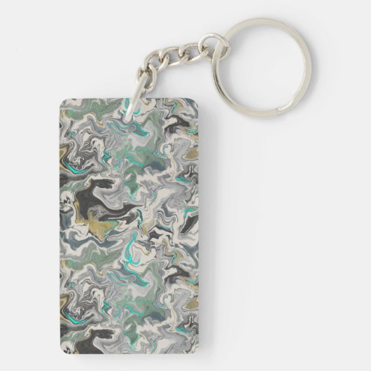 Stone Marbling with Turquoise Veins Acrylic キーホルダー (裏面)