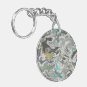 Stone Marbling with Turquoise Veins Acrylic Circle キーホルダー (正面左)