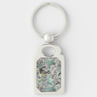 Stone Marbling with Turquoise Veins Rectangle キーホルダー