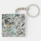 Stone Marbling with Turquoise Veins Square Acrylic キーホルダー (裏面)