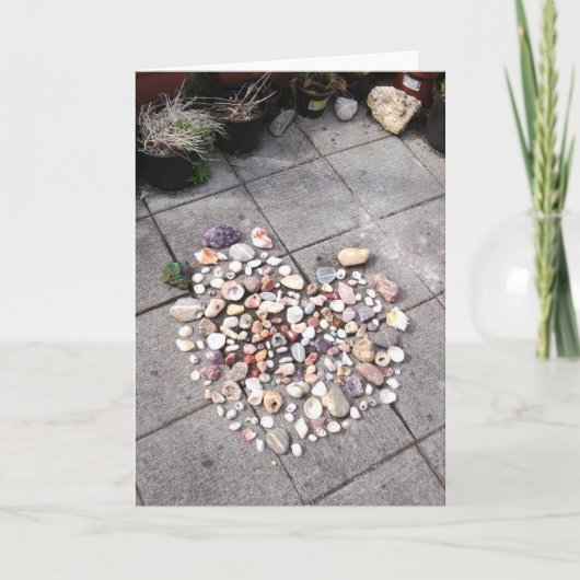Stone & Shellかわいらしハート3フォトグリーティングカード カード (正面)