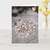 Stone & Shellかわいらしハート3フォトグリーティングカード カード (黄色い花)