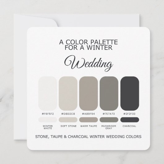 Stone Taupe Charcoal Winter Wedding Palette Card 招待状 (裏面)
