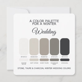 Stone Taupe Charcoal Winter Wedding Palette Card 招待状
