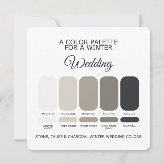 Stone Taupe Charcoal Winter Wedding Palette Card 招待状 (正面)