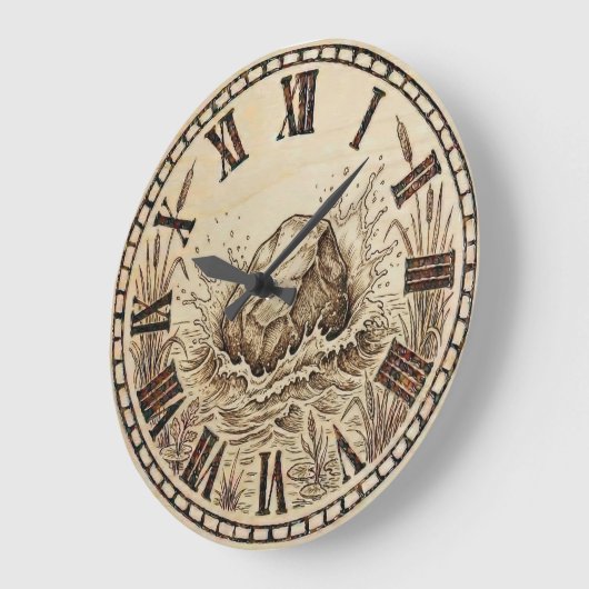  Stone wooden Wall Clock  ラージ壁時計 (傾斜)
