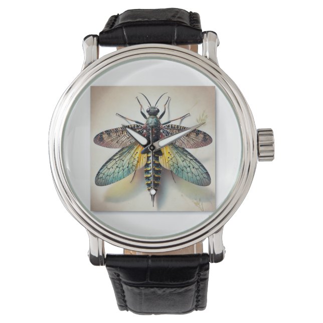 Stonefly Plecoptera 270824IREF228 - Watercolor 腕時計 (正面)