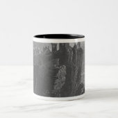 Stonehavenの近くのDunottarの城の眺め、 ツートーンマグカップ (中央)