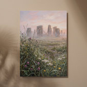 Stonehenge Dawn Mist Tall Grass Art キャンバスプリント
