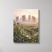 Stonehenge Dawn Mist Tall Grass Art キャンバスプリント (正面)