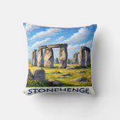 Stonehenge Throw Pillow Ancient Monument Landscape クッション (正面)