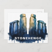 Stonehenge, United Kingdom Watercolor ポストカード (正面/裏面)