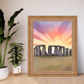 Stonehenge | Wiltshire England Historic Watercolor ポスター