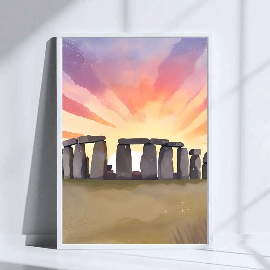 Stonehenge | Wiltshire England Historic Watercolor ポスター