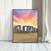 Stonehenge | Wiltshire England Historic Watercolor ポスター
