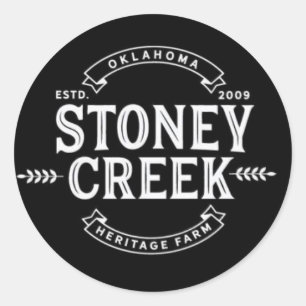 Stoneyの入り江の伝統の農場のステッカー(黒) ラウンドシール