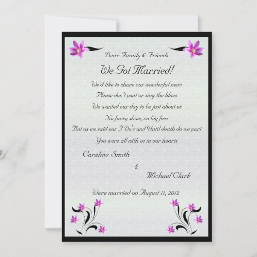 Stoney道の駆け落ち2のクレマチスの花 案内状 (正面)