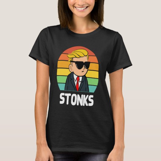 Stonks Pocket Design Tendies Bets Stocks Only Go U Tシャツ (正面)