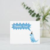 StopとChompありがとう恐竜誕生日ブルー ポストカード (スタンド正面)