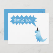 StopとChompありがとう恐竜誕生日ブルー ポストカード (正面/裏面)