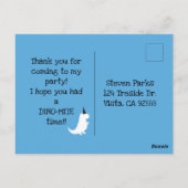 StopとChompありがとう恐竜誕生日ブルー ポストカード (裏面)