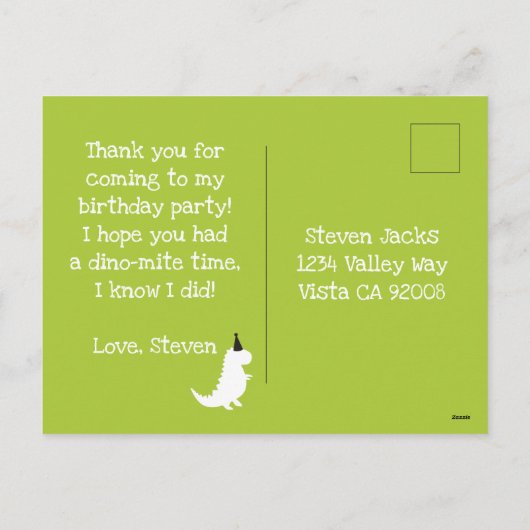 StopとChompグリーンダウノーズテーマありがとう シーズンポストカード (裏面)