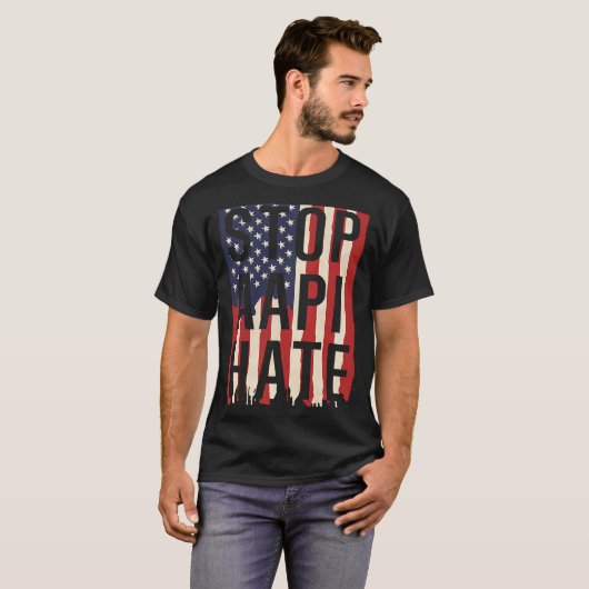 Stop AAPI Hate, Stop Asian Hate Flag Tシャツ (正面フル)