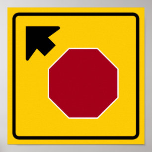 Stop Ahead Highway Sign ポスター