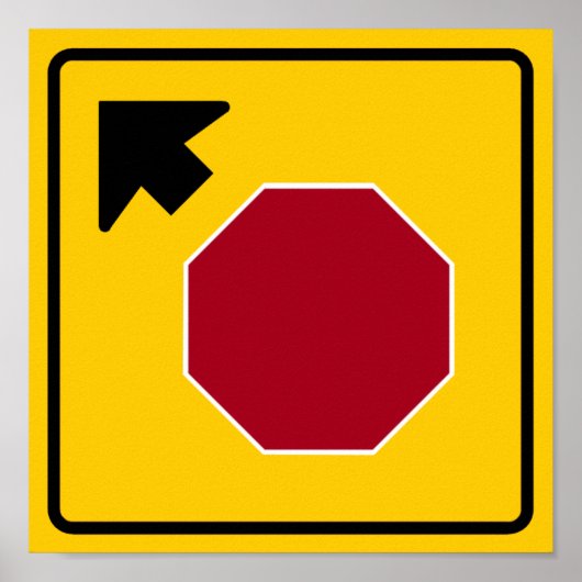 Stop Ahead Highway Sign ポスター (正面)