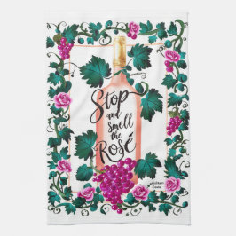 Stop and Smell the Rosé カスタムピンクワイン キッチンタオル