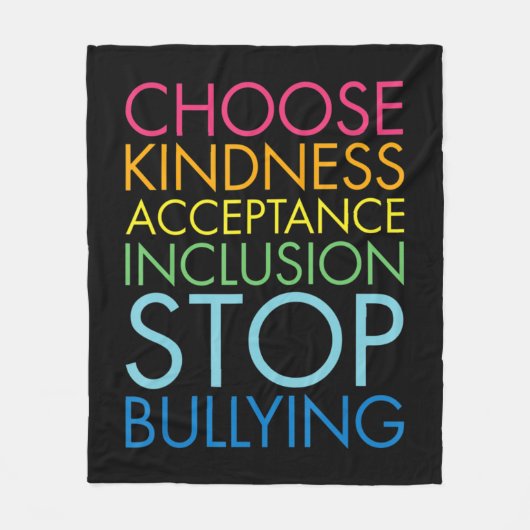 Stop Bullying Choose Kindness Acceptance Inclusion フリースブランケット (正面)