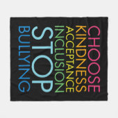 Stop Bullying Choose Kindness Acceptance Inclusion フリースブランケット (正面(横))