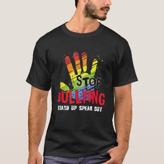 Stop Bullying Hand Supporter Stand Up Speak Anti B Tシャツ (正面)