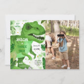STOP CHOMPその恐竜の誕生日写真 招待状 (正面)