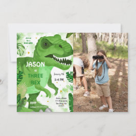 STOP CHOMPその恐竜の誕生日写真 招待状