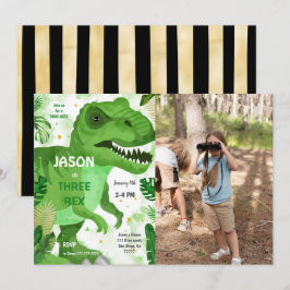 STOP CHOMPその恐竜の誕生日写真 招待状