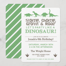 Stop, Chomp Growl & Roar,恐竜の誕生日パーティー 招待状